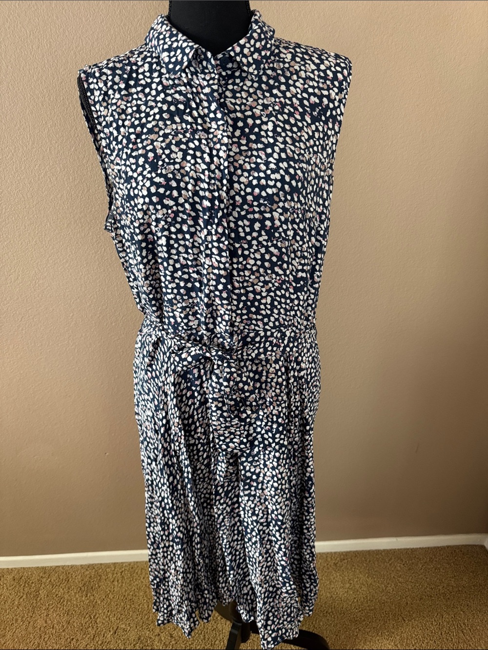 Hobbs London Navy/white/pink Printed sleeveless dress size 10